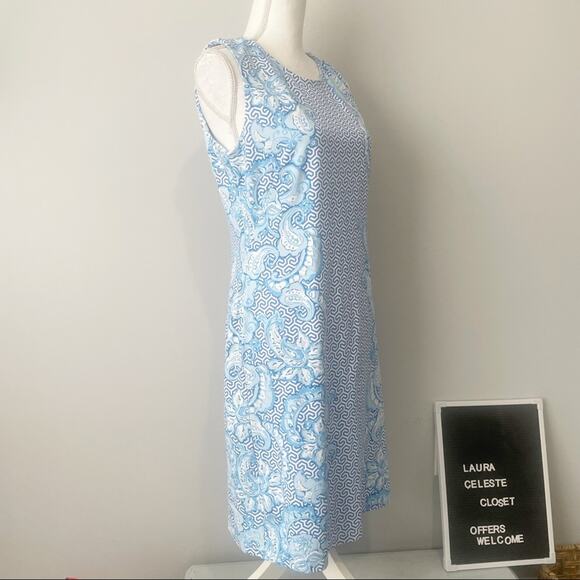 J McLaughlin blue floral shift dress sleeveless sundress size medium - Picture 3 of 8